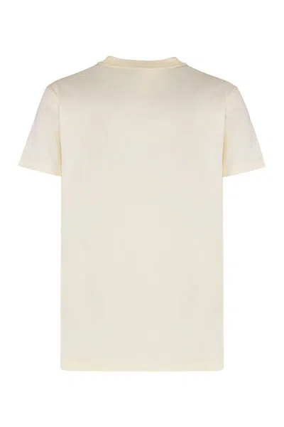 Moncler Crystal Logo Cotton T-shirt In Neutral