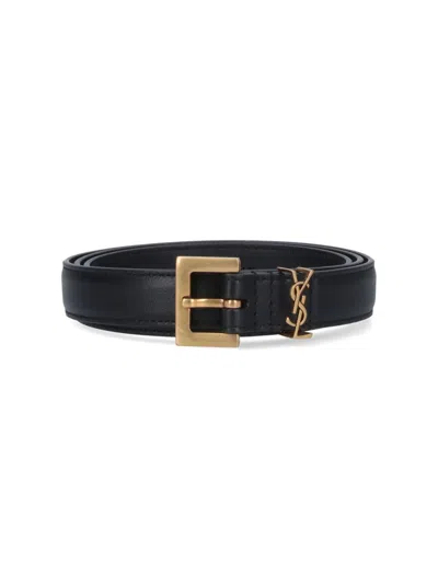 Saint Laurent Medium Cassandre Belt In Black