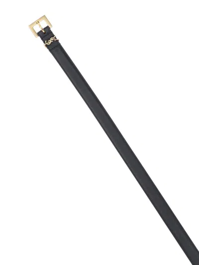 Saint Laurent Medium Cassandre Belt In Black
