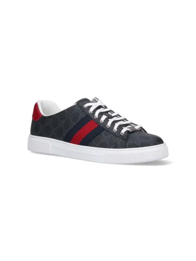 Gucci Ace Style Sneakers With Signature Web Detailing In Black