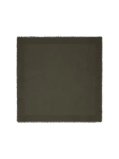 Gucci Luxurious Scarf Featuring Fringed Edges In Green