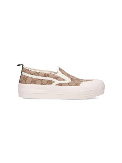 Gucci Monogram Pattern Low Top Sneakers With Pull Tab In Multi