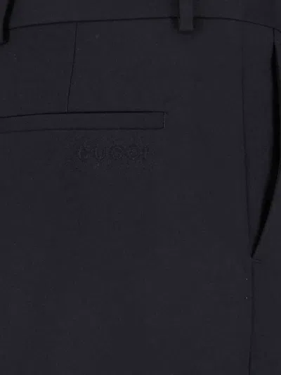 Gucci Drawstring Wool Blend Pants In Black