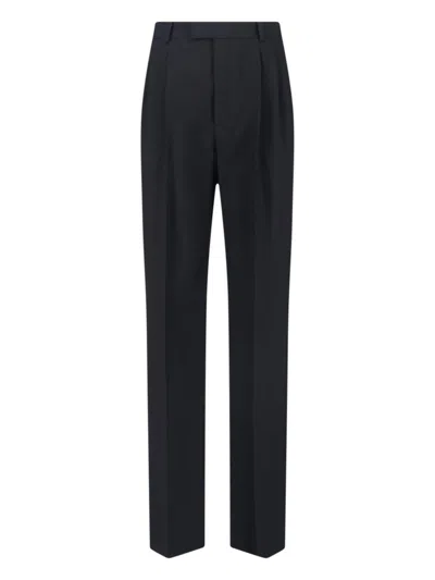 Saint Laurent Straight Trousers With Pleats And Pockets In Black