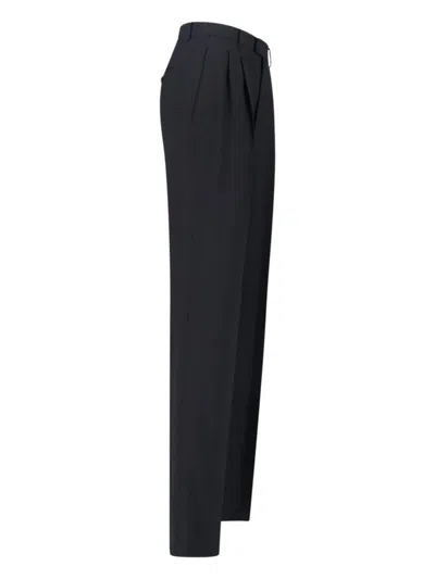 Saint Laurent Straight Trousers With Pleats And Pockets In Black