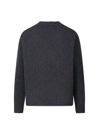 Gucci Grey Crewneck Sweater With Logo Lettering Embroidery On The Front In Wool Man In Gray