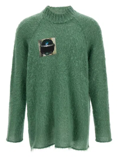 Undercover Textured Knit Sweater Graphic Patch In Green