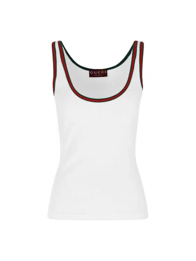 Gucci Ribbed Tank Top Web In White