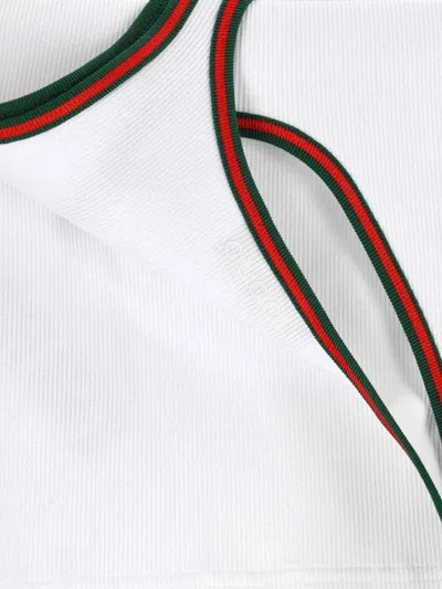 Gucci Ribbed Tank Top Web In White