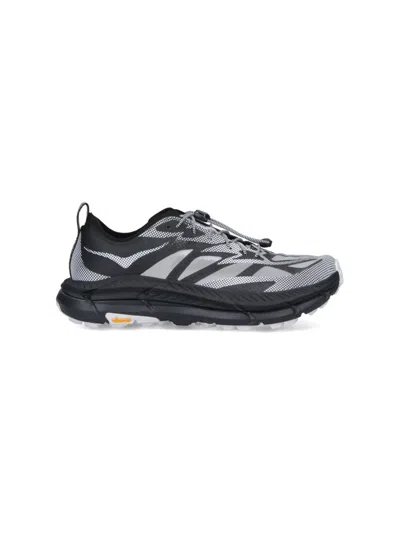 Hoka Mafate Speed 4 Lite Black Low Top Sneakers With Mesh Panels In Tech Fabric Unisex In Black