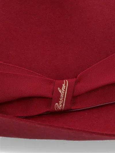 Borsalino Curved Brim Hat In Red