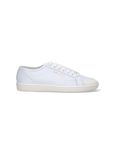 Saint Laurent Gym Low Logo-print Leather Sneakers In White