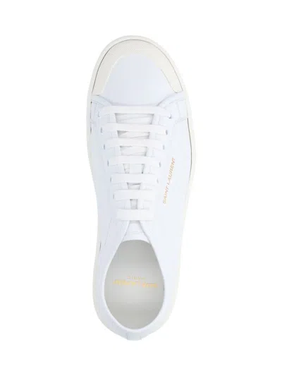Saint Laurent Gym Low Logo-print Leather Sneakers In White