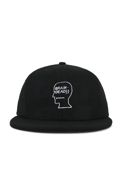 Brain Dead Flannel Logohead 6 Panel Hat In Black