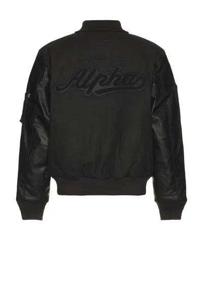 Alpha Industries Letterman Jacket In Black