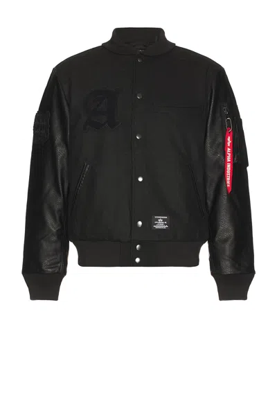 Alpha Industries Letterman Jacket In Black
