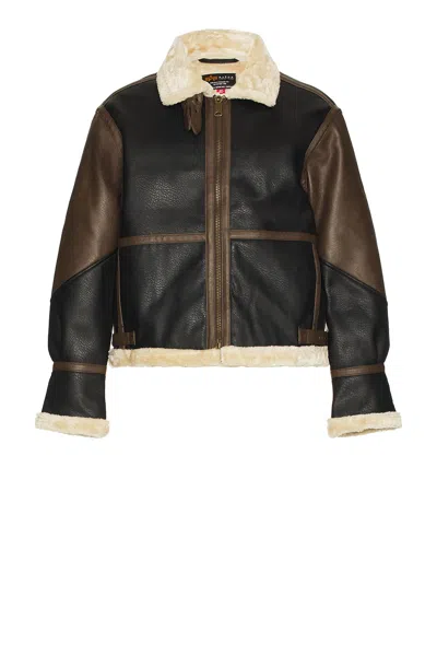 Alpha Industries Faux Leather B-3 Mod Jacket In Brown