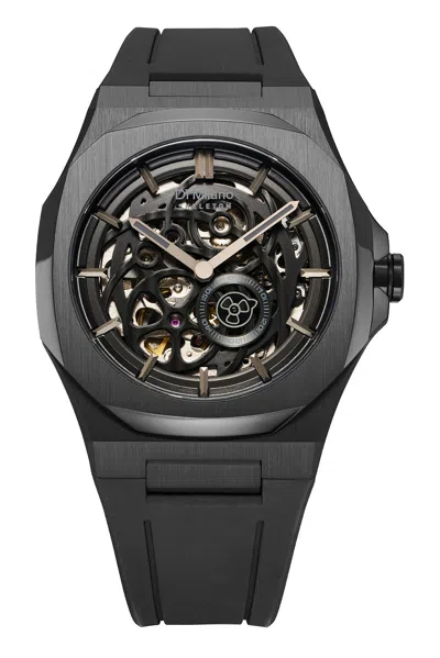 D1 Milano Skeleton Steel 41.5mm Watch In Black