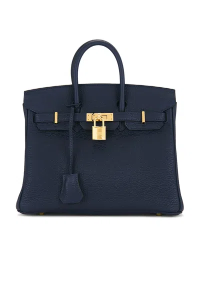 Pre-owned Hermes Togo Birkin 25 Handbag In Blue