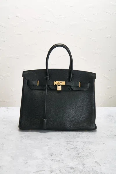Pre-owned Hermes Togo Birkin 35 Handbag In Black