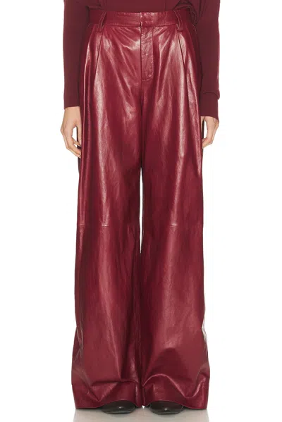 Simkhai Kobie Wide-leg Leather Pants In Burgundy