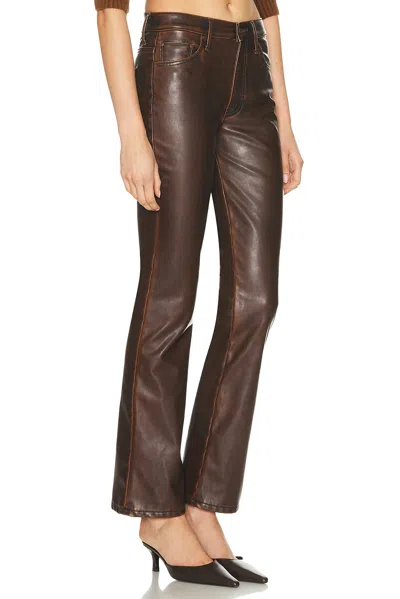 Mother Womens Just A Scratch The Insider Sneak Bootcut Faux-leather Trousers In Brown