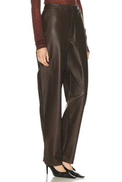 Lapointe Stretch Stretch Faux Leather Tapered Trouser In Brown