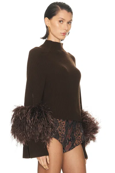 Lapointe Mock-neck Feather Merino Wool Sweater In Brown