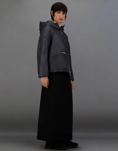 Herno Laminar Hooded Jacket In Quilted Ripstop In Black