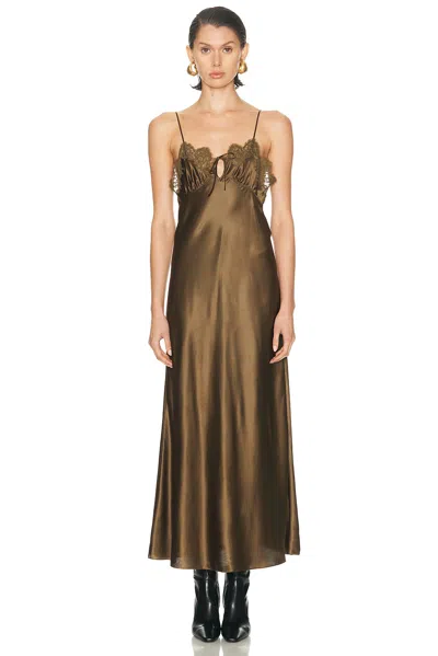 Saint Laurent Slip Dress In Brown