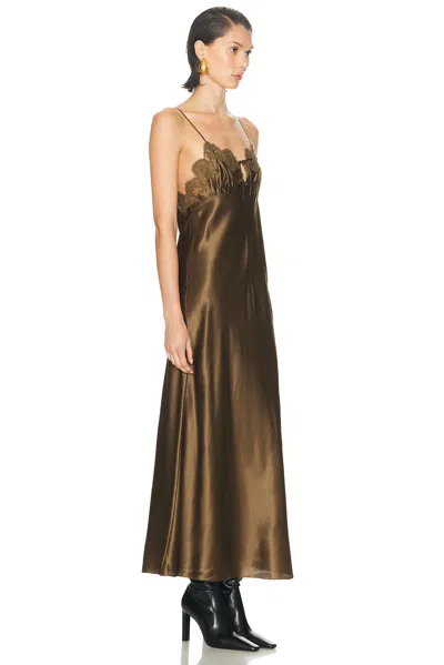 Saint Laurent Slip Dress In Brown
