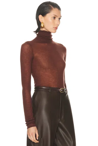 Sprwmn Long Sleeve Mock Neck Top In Brown