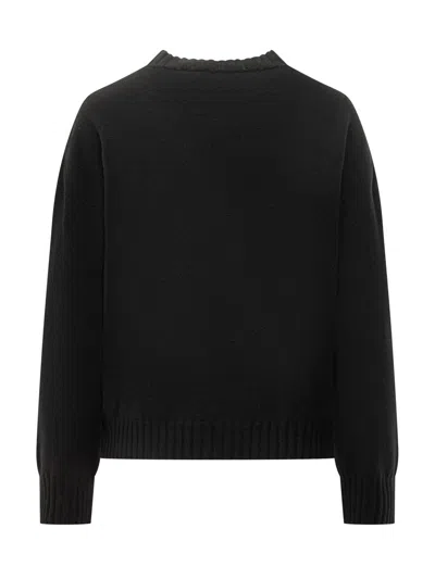 Fabiana Filippi Black Crew Neck Sweater With Luminous Details In Black