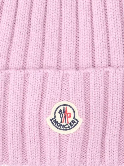 Moncler Virgin Wool Beanie In Pink
