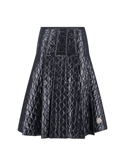 Moncler Black Padded Midi Skirt In Black