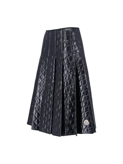 Moncler Black Padded Midi Skirt In Black