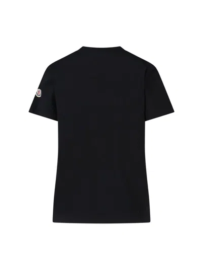 Moncler Embroidered Logo Cotton T-shirt In Black