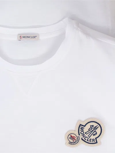Moncler Double Logo Patch Cotton T-shirt In White