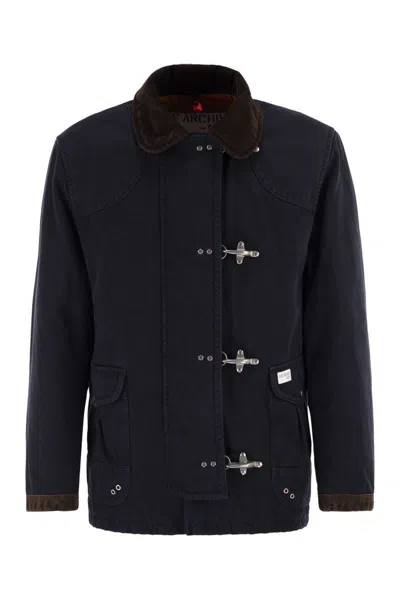 Fay Wool Blend Jacket With Front Pockets And Contrast Collar In Black