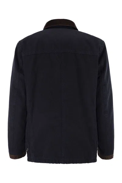 Fay Wool Blend Jacket With Front Pockets And Contrast Collar In Black