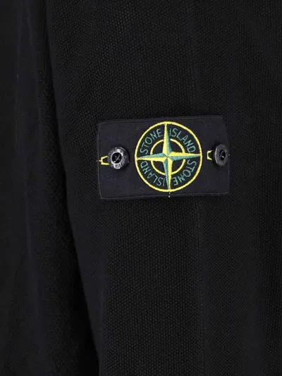 Stone Island Black Long Sleeve Crewneck Sweatshirt With Patch Logo In Black