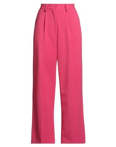Kontatto Woman Pants Fuchsia Size L Polyester, Elastane In Pink