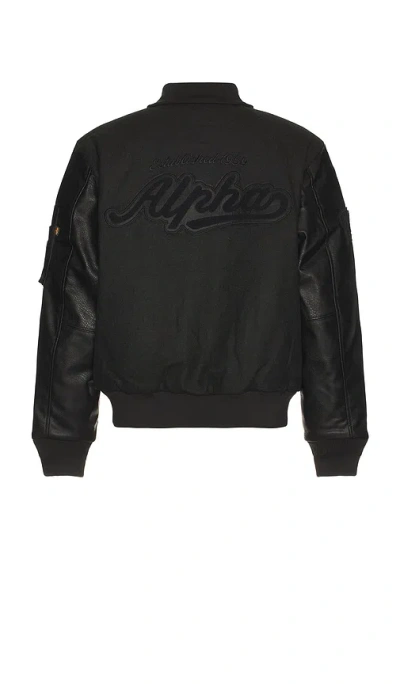 Alpha Industries Letterman Jacket In Black