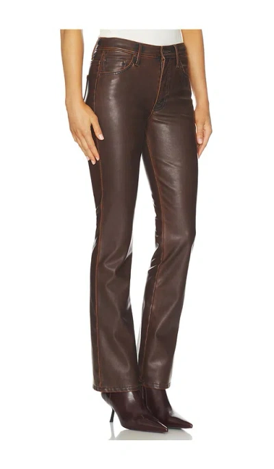 Mother Womens Just A Scratch The Insider Sneak Bootcut Faux-leather Trousers In Brown
