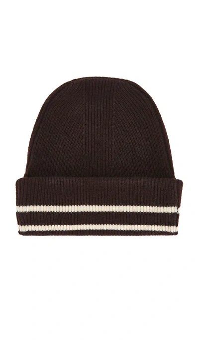 Krost Stripe Wool Beanie In Brown