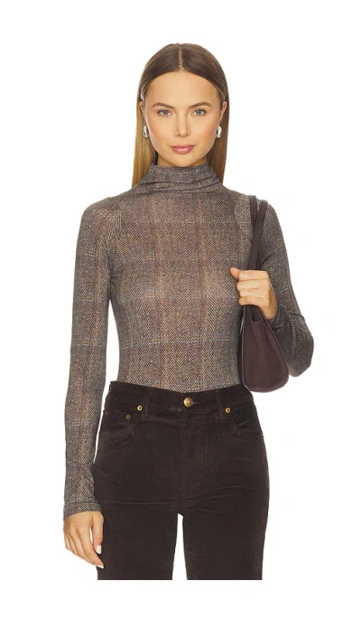 Rag & Bone Shaw Paneled Long Sleeve Turtleneck Tee Brown Multi In Multi