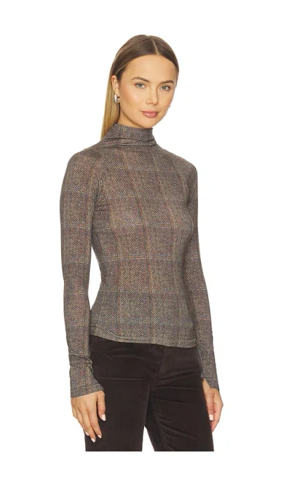 Rag & Bone Shaw Paneled Long Sleeve Turtleneck Tee Brown Multi In Multi