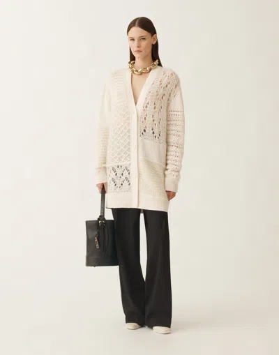 Fabiana Filippi Cardigan In Platinum And Mohair In Neutral