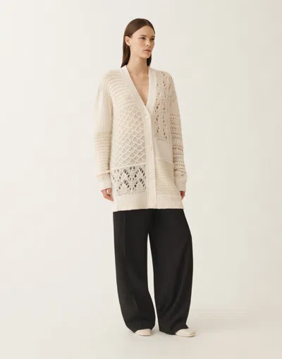 Fabiana Filippi Cardigan In Platinum And Mohair In Neutral