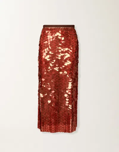 Fabiana Filippi Skirt In Printed Sequin Tulle In Brown